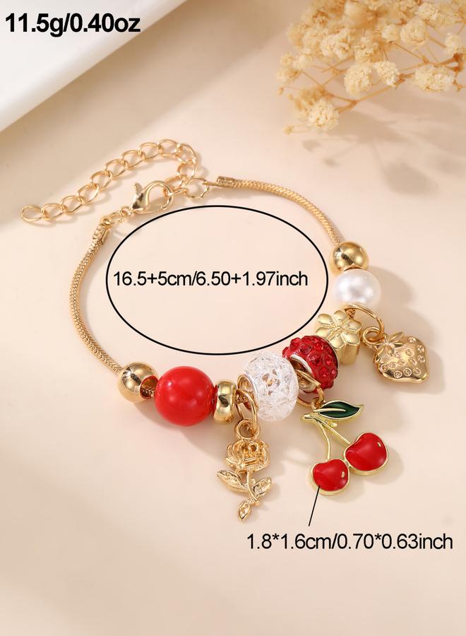 Take Two Charm Bracelet with Red Beads and Cherry Pendant - Image 4