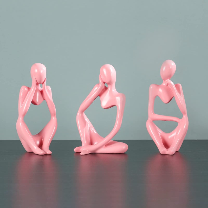BMLCGJ Thinker Statue Gold Decor Abstract Art Sculpture, Golden Resin Collectible Figurines for Home Living Room Office Shelf Decoration,Great Gifts Ideas (Pink) - Image 2