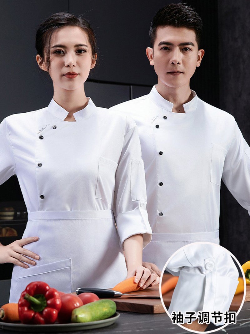 High-End Chef Work Clothes For Men, Long-Sleeved Baking Clothing, Catering, Western Food, El Kitchen, Custom Logo - Image 2