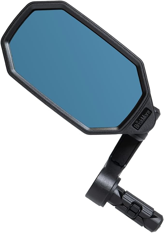 BriskMore Olny BT-022LB Bar End Bike Mirror, High Definition Convex Blue Glass Lens for Scooter, Electric Bicycle, Anti-Scratch, Ebike Safe Rear View Mirror for Left Side - Image 1