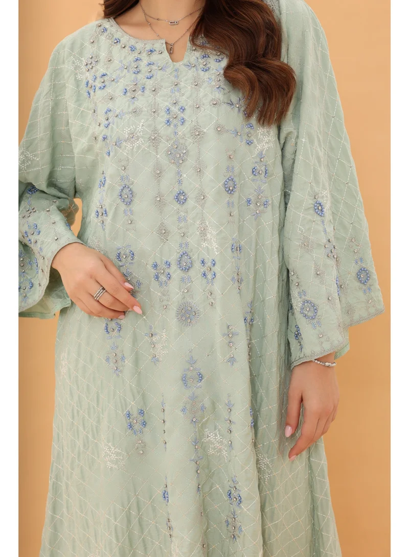 IKKXA  Mint Azure Bloom Jalabiya  | Best Price UAE