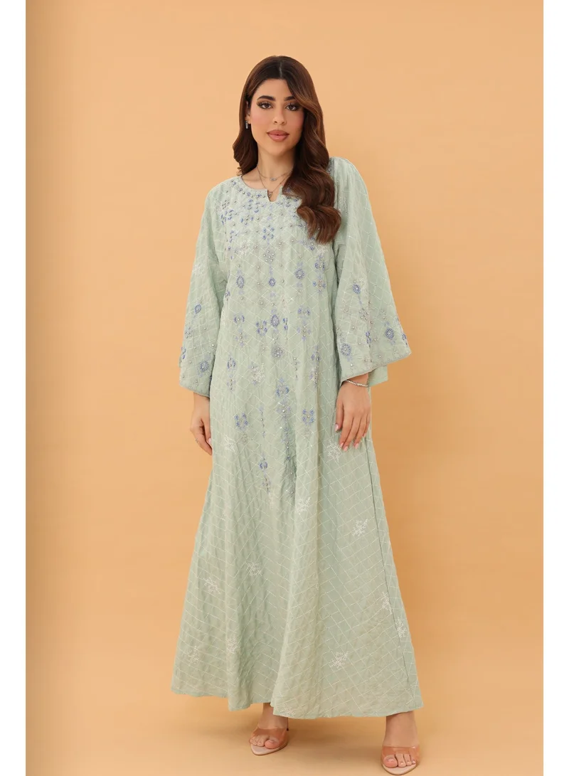IKKXA  Mint Azure Bloom Jalabiya  | Best Price UAE