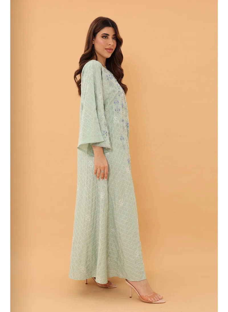 IKKXA  Mint Azure Bloom Jalabiya  | Best Price UAE