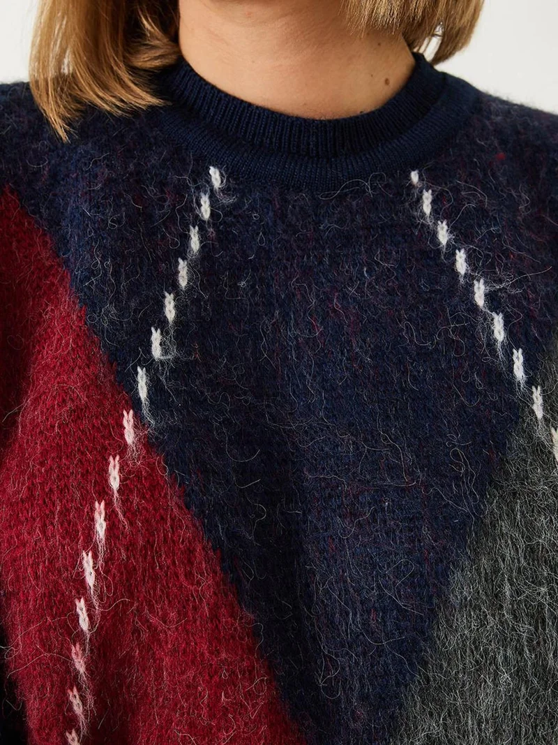 Bianco Lucci LUCCI Oversized Diamond Printed Sweater
