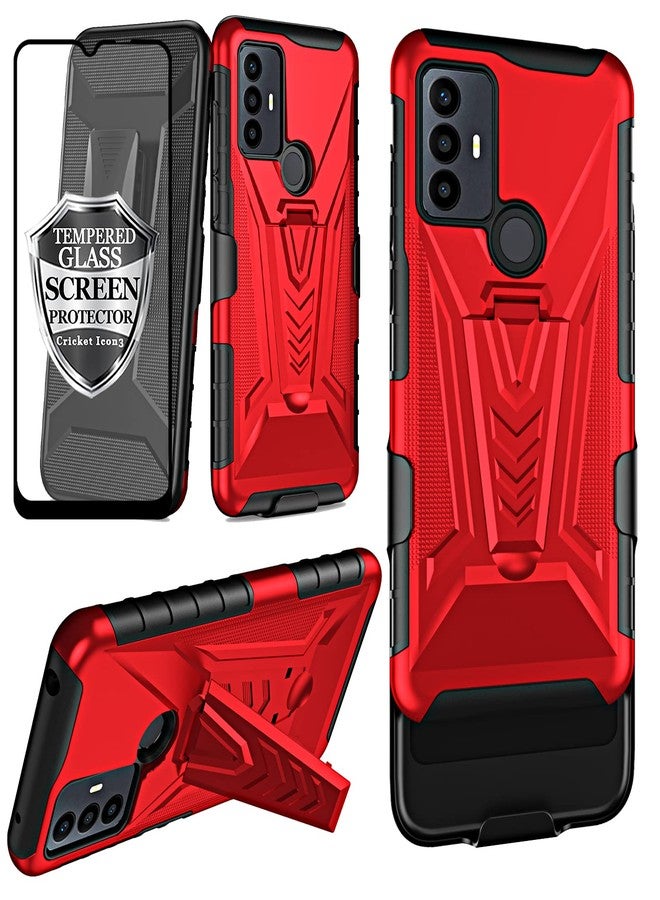 Ailiber for TCL 30 SE Phone Case, TCL 305 / TCL 306 Case Holster with Screen Protector, Swivel Belt Clip Holster with Kickstand, Heavy Duty Full Body Shockproof Protector Phone Cover for TCL 30SE-Red - Image 1