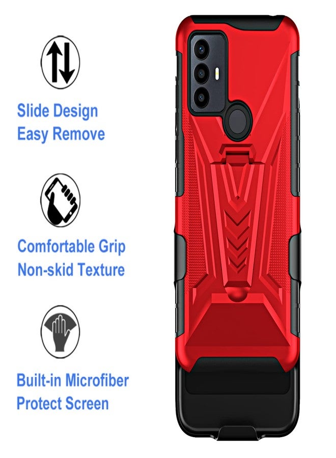 Ailiber for TCL 30 SE Phone Case, TCL 305 / TCL 306 Case Holster with Screen Protector, Swivel Belt Clip Holster with Kickstand, Heavy Duty Full Body Shockproof Protector Phone Cover for TCL 30SE-Red - Image 5