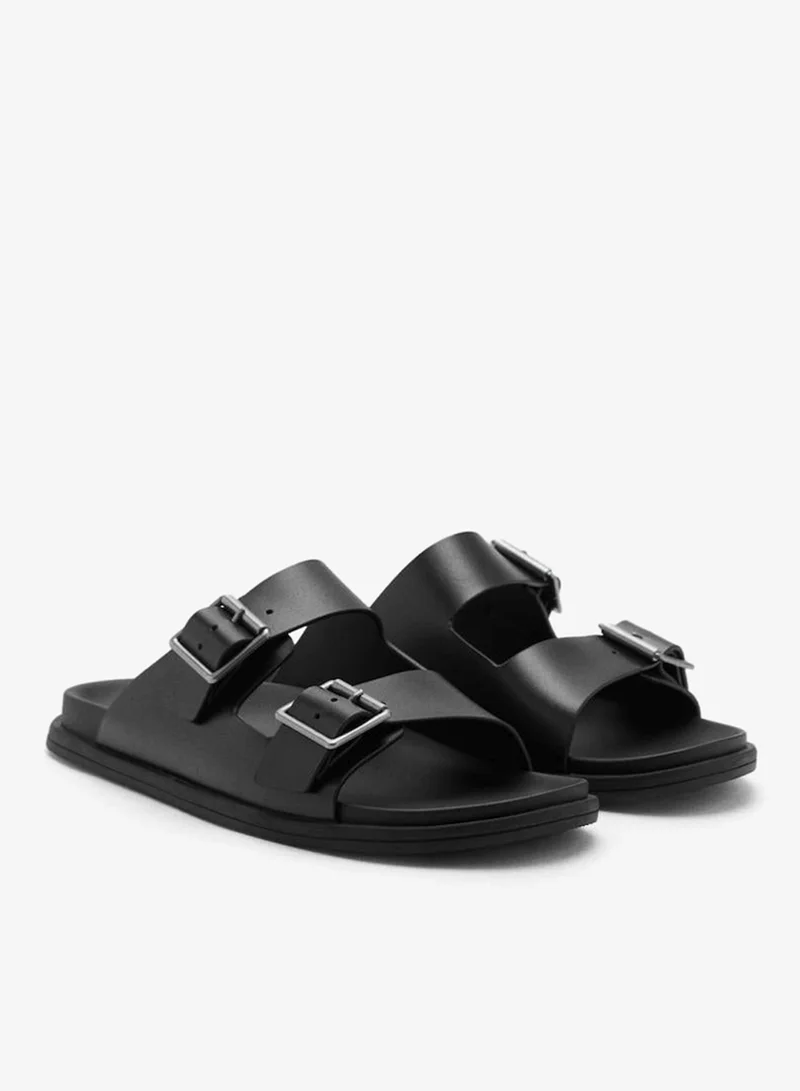 Mango Man Buckles Leather Sandals