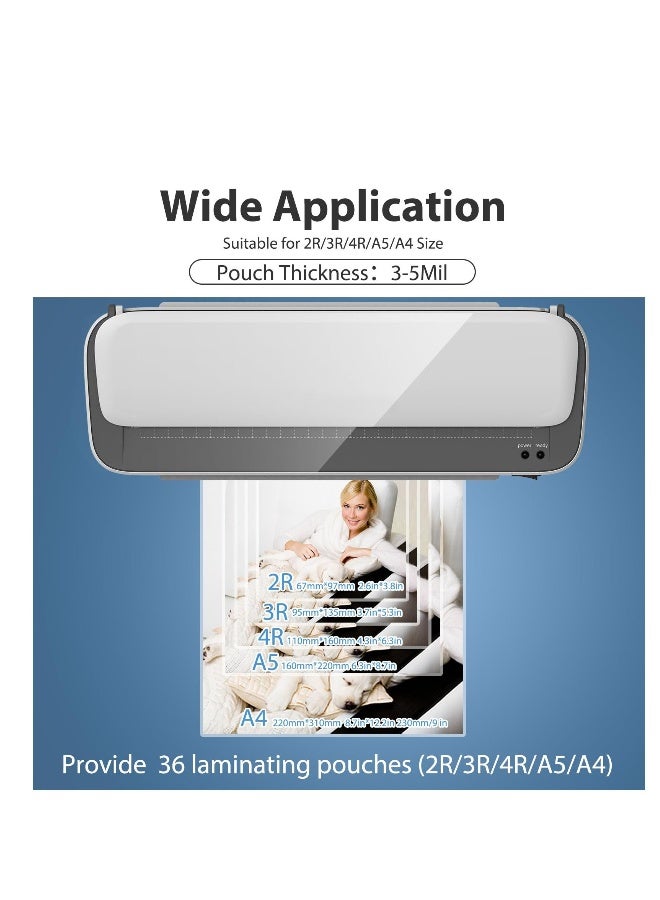 Laminator Machine, Laminator Machine with Laminating Sheets, Desktop Thermal Laminator with 2 Temperature Modes, Cutters, Built-in Paper Trimmer for Office, School, Home - Image 2