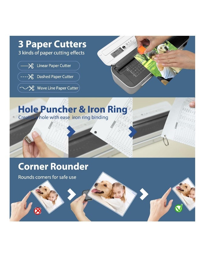 Laminator Machine, Laminator Machine with Laminating Sheets, Desktop Thermal Laminator with 2 Temperature Modes, Cutters, Built-in Paper Trimmer for Office, School, Home - Image 1