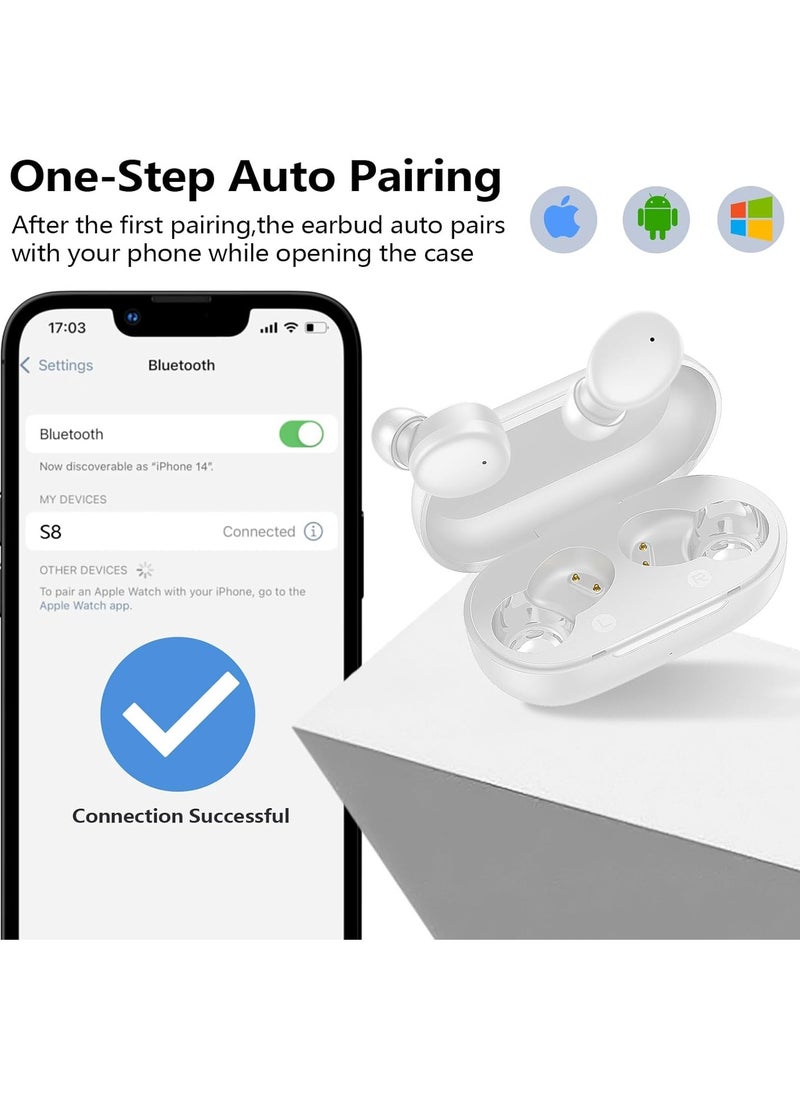 lekikpo Lekikpo Wireless Earbuds Bluetooth 5.3 in Ear Buds Light-Weight Headphones,Deep Bass Sound,Built-in Mics Headset,Clear Calls Earphones for Sports Workout White  - Image 3