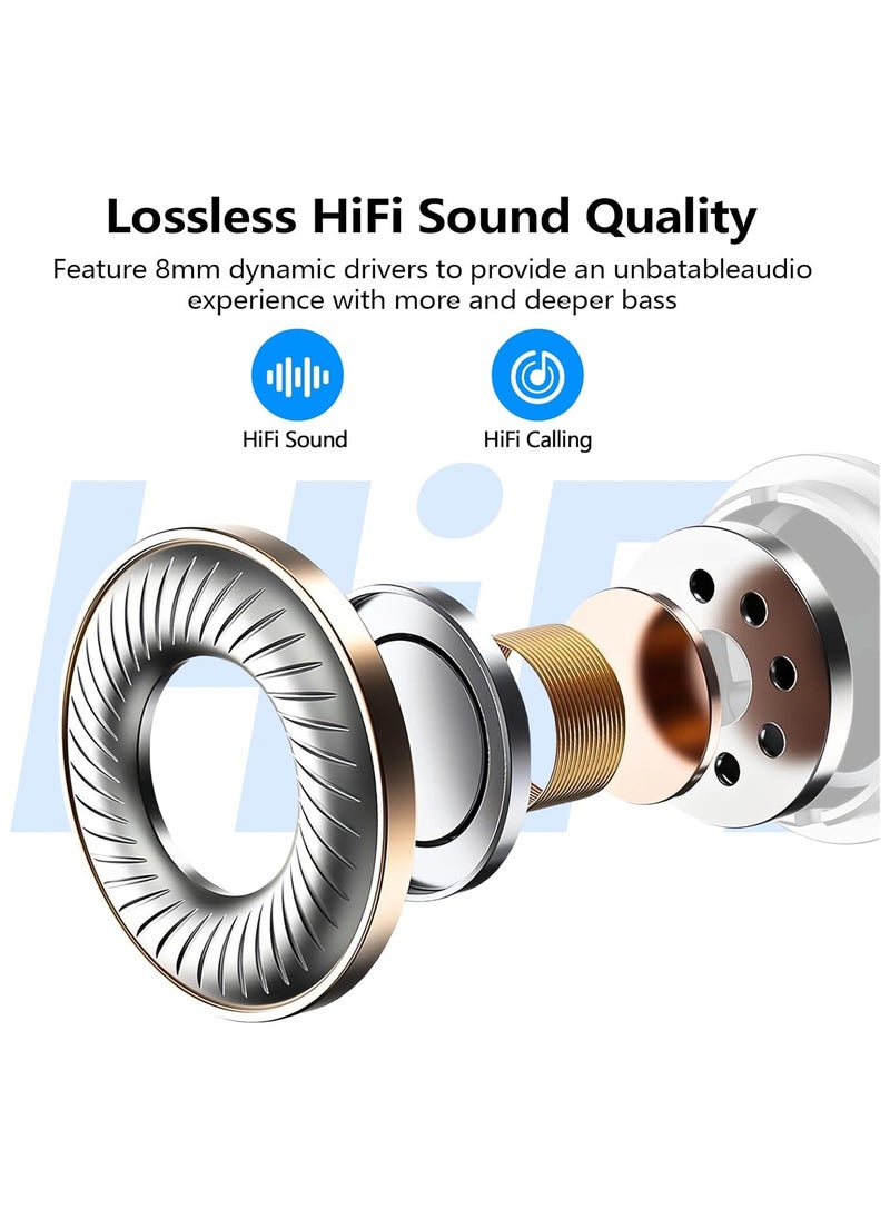 lekikpo Lekikpo Wireless Earbuds Bluetooth 5.3 in Ear Buds Light-Weight Headphones,Deep Bass Sound,Built-in Mics Headset,Clear Calls Earphones for Sports Workout White  - Image 4
