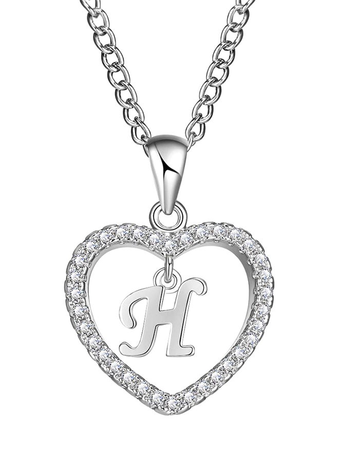 Concise Hollowed Heart Alphabet Chain Pendant