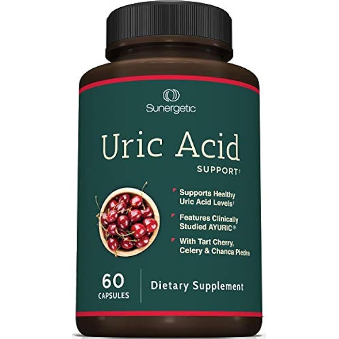 Sunergetic Premium Uric Acid Support Supplement – Uric Acid Cleanse & Kidney Support – Includes Tart Cherry, Chanca Piedra, Celery Extract & Turmeric - 60 Capsules - Image 1