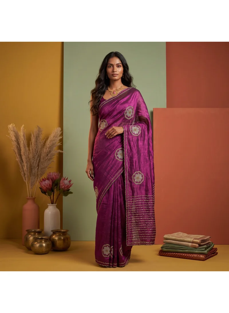 Angaar Tissue Saree with Unstitched Blouse Material
