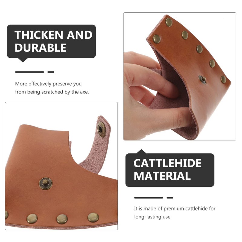 3Pcs Full Grain Leather Axe Sheath Cover for Camping Woodworking Hatchet Safety Storage - Image 4