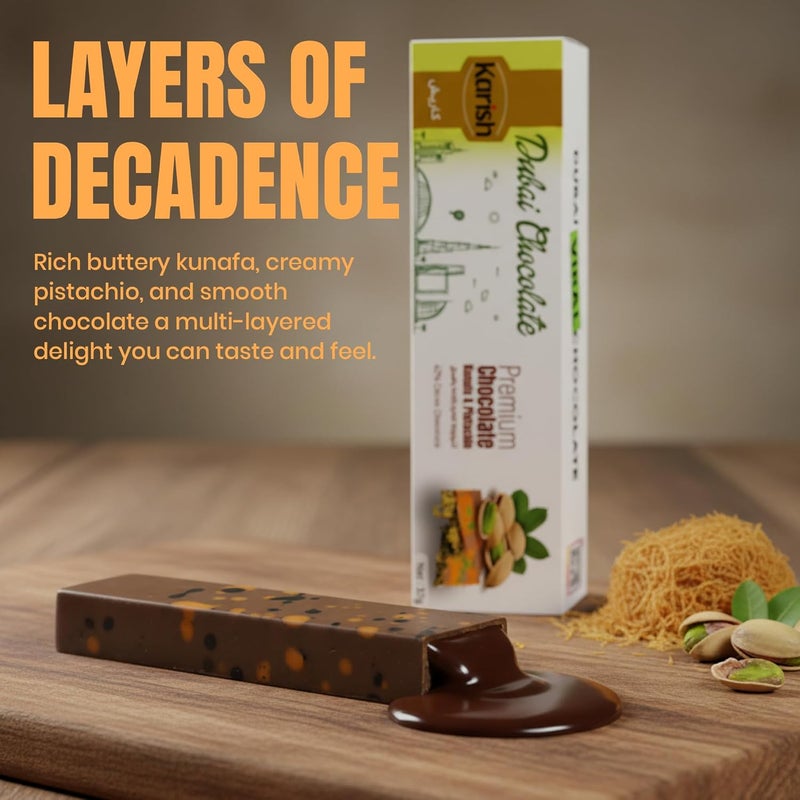 Karish Dubai Viral Kunafa Pistachio Chocolate 37g – Crispy Kunafa with Creamy Pistachio Chocolate Filling – Premium Arabic Dessert Bite – Made in UAE - Image 4