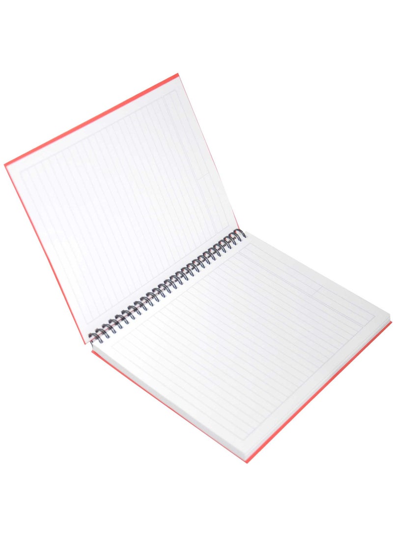 FIS مجموعة من 5 دفاتر ملاحظات حلزونية ذات غلاف صلب مقاس 9 × 7 بوصات (22.86 × 20.32 سم) سطر واحد، مع حدود، 100 ورقة - أحمر - FSNBS97NA250 - Image 2