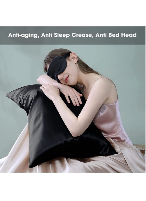 Natural Mulberry and Ice Silk Pillowcase for Hair and Skin Pillow Cases Set of 2 with Eyemask