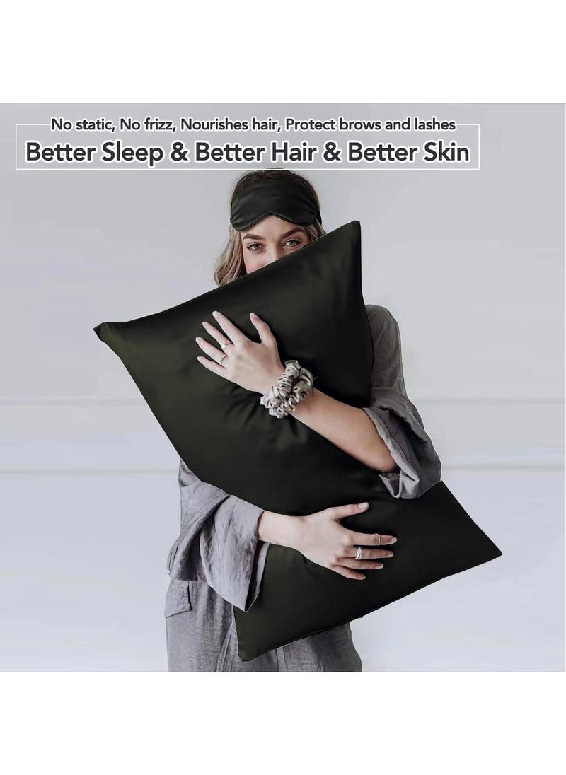 FASHION HOME - Natural Mulberry and Ice Silk Pillowcase for Hair and Skin Pillow Cases Set of 2 with Eyemask - Image 1