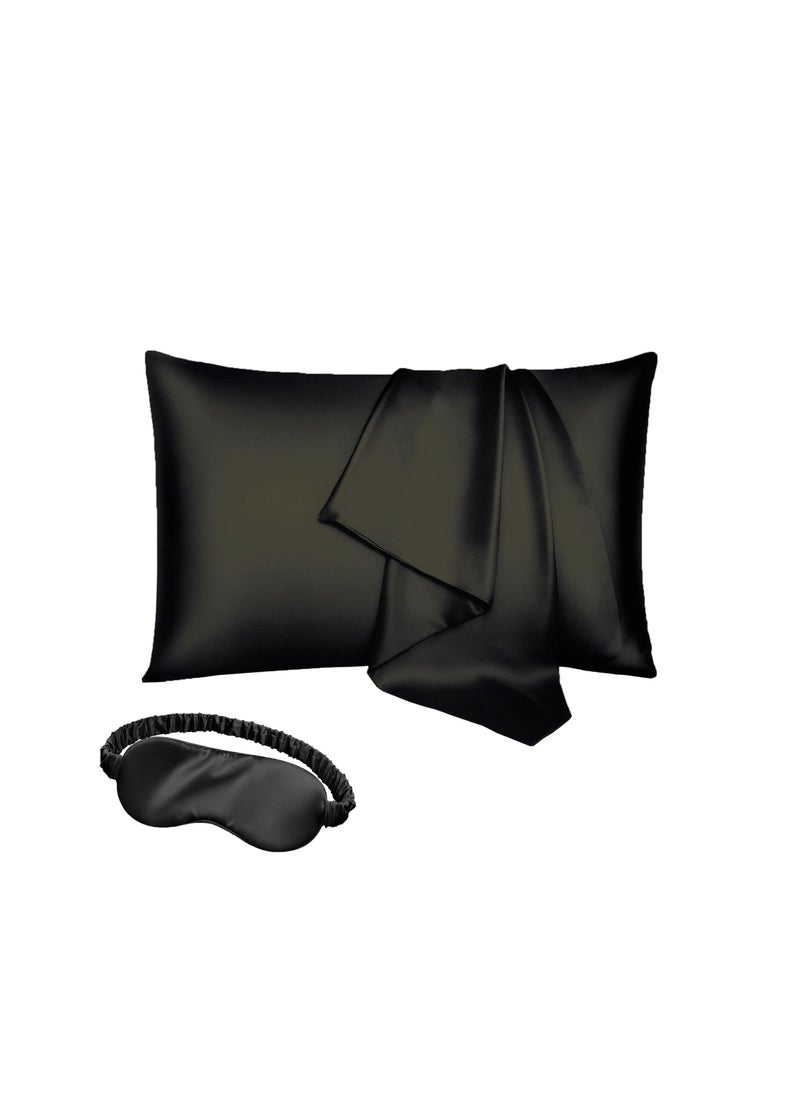 FASHION HOME - Natural Mulberry and Ice Silk Pillowcase for Hair and Skin Pillow Cases Set of 2 with Eyemask - Image 1