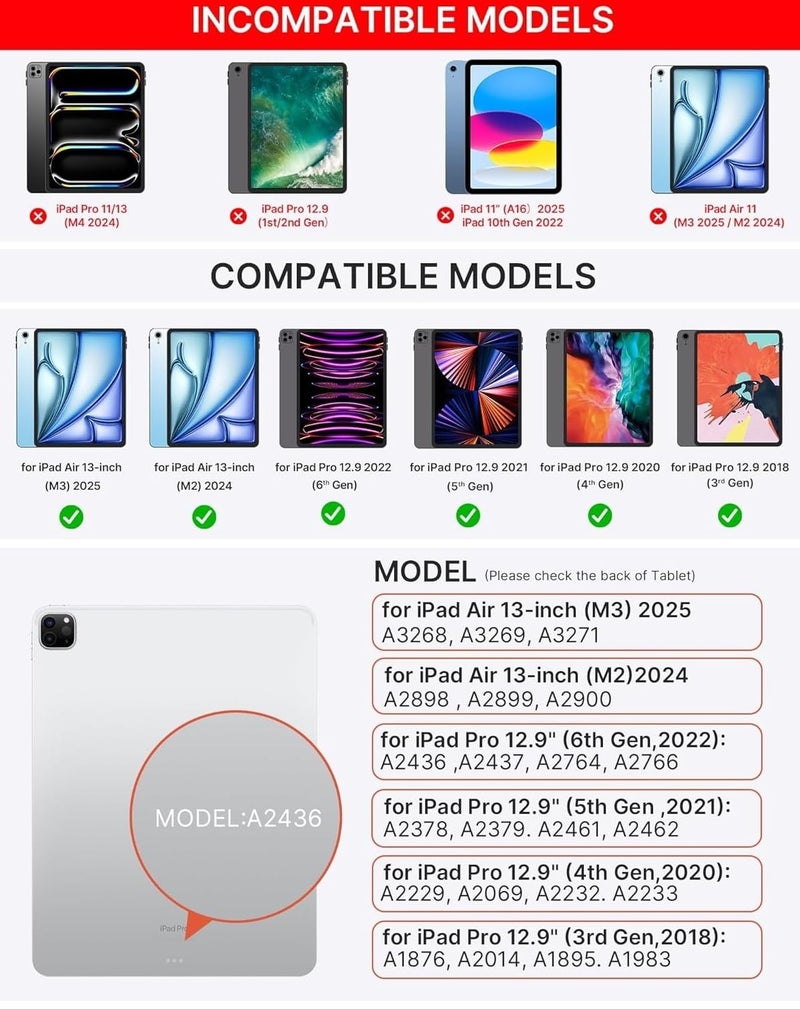 typecase تايبكيس إيدج لـ iPad Air 13 (M4/M3/M2, 2026/2025/2024) و Pro 12.9 (الجيل السادس/الخامس/الرابع/الثالث) مع إضاءة خلفية بـ 11 لون، لوحة تتبع دقيقة، لوحة مفاتيح عائمة سحرية (غير متوافقة مع Pro 13 (M5/M4) - Pink'26 - Image 3