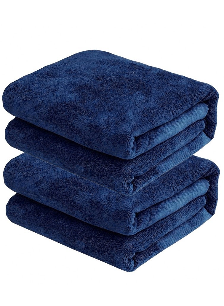 Fabienne 2-Piece Microfiber Bath Sheet Navy Blue 80x160cm Soft and Durable Microfiber Beach Towel Super Absorbent and Fast Drying Microfiber Bath Towel Large for Sports, Travel, Beach, Fitness and Yoga - Image 1
