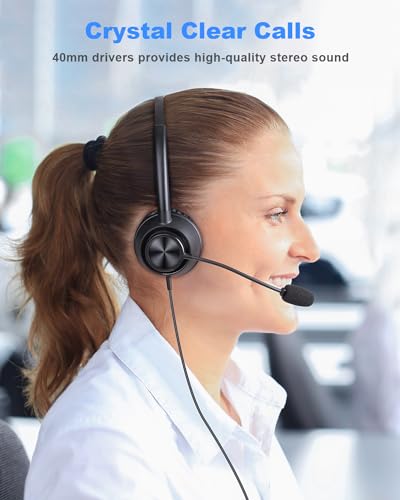 New Bee USB Headset with Microphone for PC, Computer Headset with Mic, Wired Headset with USB-A & Type-C, Mute, In-Line Controls Call Center Headphone for Work PC Laptop Office Phone Meeting Zoom Skype - Image 2