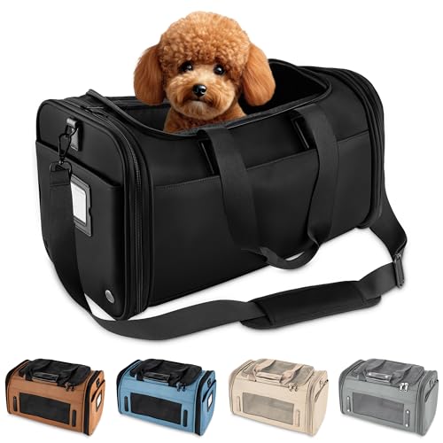 TSA Airline Approved PU Leather Luxury Pet Carrier Size XSS for Small Dogs and Cats