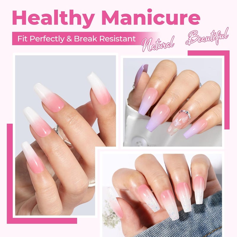 Global mainstream design picks Medium Ballerina Nail Tips: Pack of 312 Pre-Etched Gel Nail Tips, Coffin Press-On Nails, Clear Full Cover for Nail Extensions & DIY Nail Art, Home Salon, Durable, 12 Sizes Multiple options - Image 2