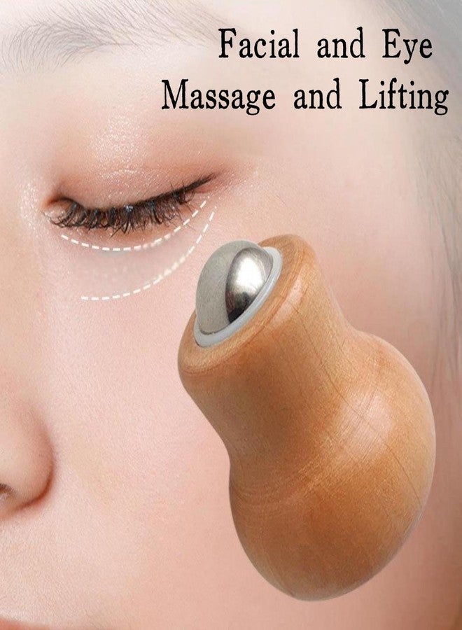 KINTEGOOD Stainless Steel Facial Massage Roller with Beech Wood Handle, 360-Degree Rotating Ice Ball for Face and Eye Care, 1 Pack - Image 4