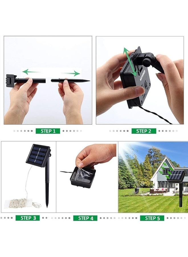 إيروريكس مجموعة من 2 مصباح سلكي يعمل بالطاقة الشمسية بطول 33 قدمًا و100 مصباح LED من الأسلاك النحاسية، مصابيح خرافية مقاومة للماء تعمل بالطاقة الشمسية في 8 أوضاع للحدائق المنزلية والباحات وحفلات الزفاف والحفلات باللون الأبيض الدافئ - Image 5