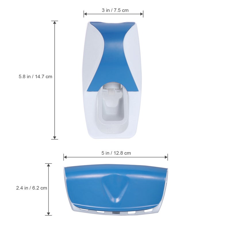 🚽 طقم موزع معجون أسنان محايد مع ممشط وحامل فرشاة للاستخدام في الحمام باللون الأزرق - Image 2