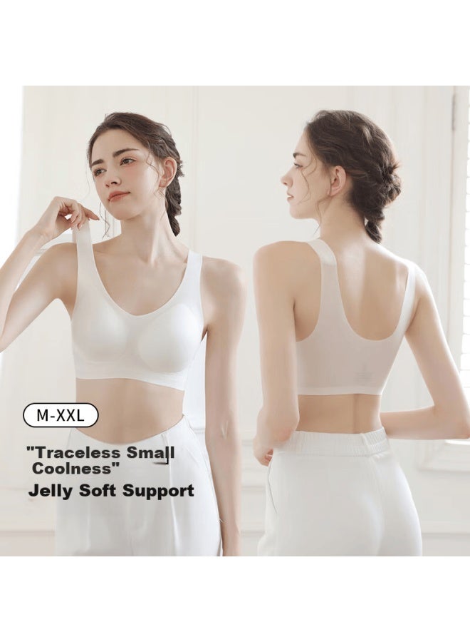 Me Feeling Seamless Bra For Women, Summer Thin Ice Silk, Push-up For Small Anti-sagging, Fixed Cups, Sports Backless Bra - Image 1