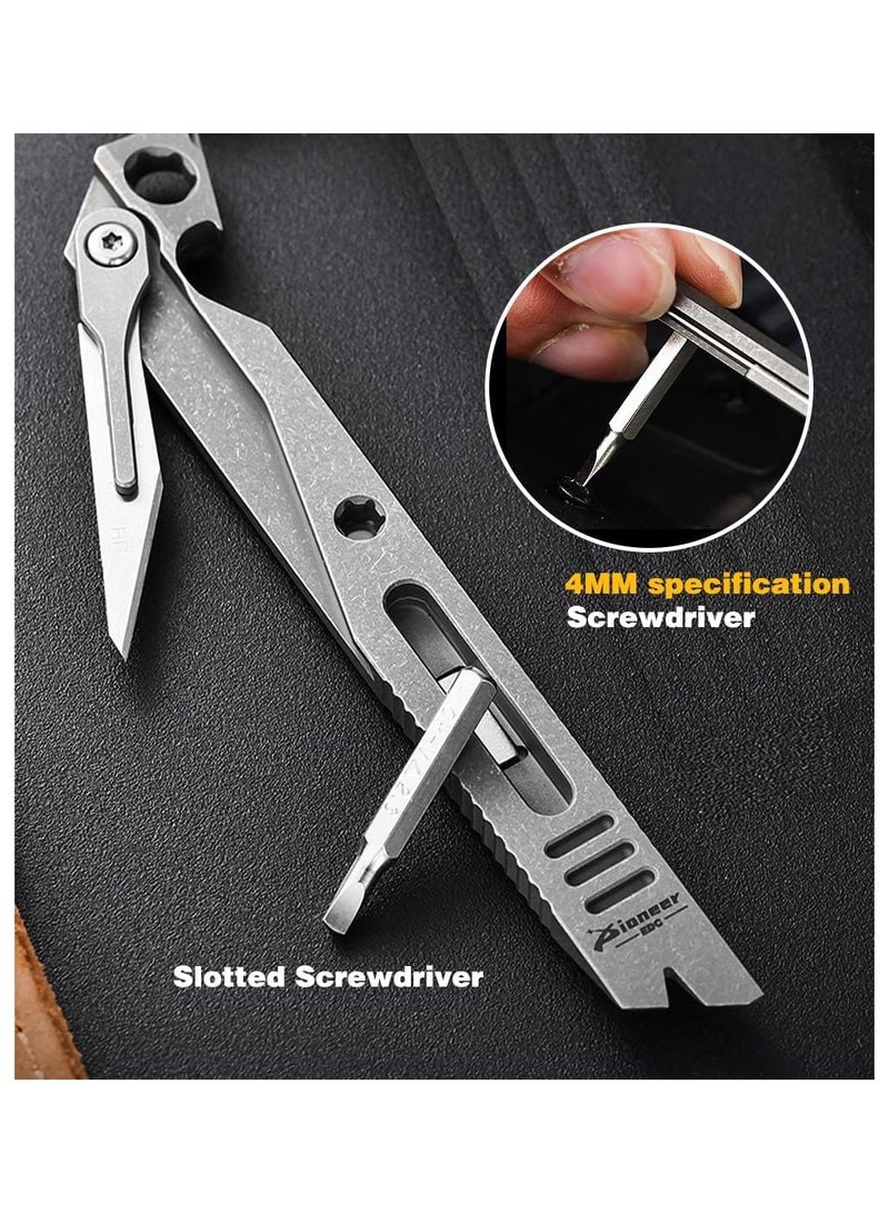 SYOSI EDC Pry Bar Multitool, Titanium Edc Prybar Tool, Pocket Pry Bar Keychain, Multitool Bottle Opener, Box Cutter Screwdriver Outdoor Camping Utility Knife Emergency Tool - Image 5