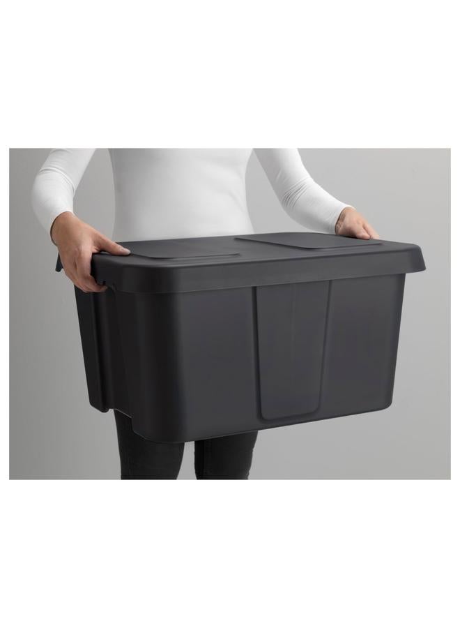 Zaboon Box with lid, in/outdoor, dark grey, 58x45x30 cm - Image 4