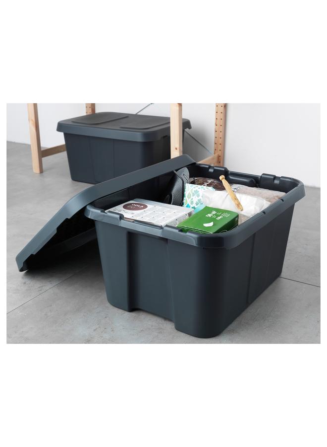 Zaboon Box with lid, in/outdoor, dark grey, 58x45x30 cm - Image 3