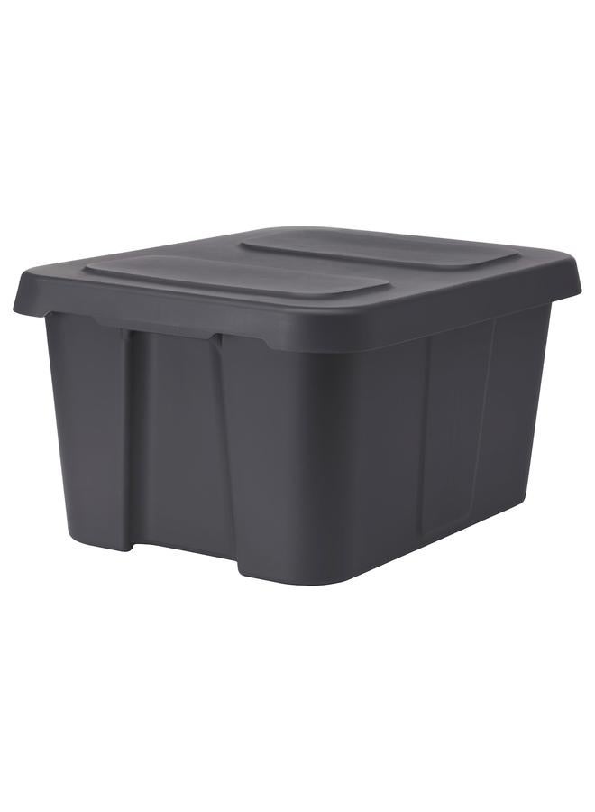 Zaboon Box with lid, in/outdoor, dark grey, 58x45x30 cm - Image 1