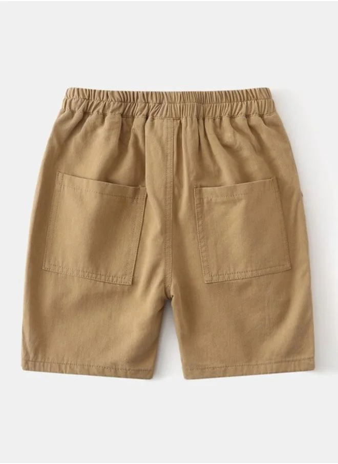 YUNIQEE Brown Regular Fit Mid Rise Solid Shorts