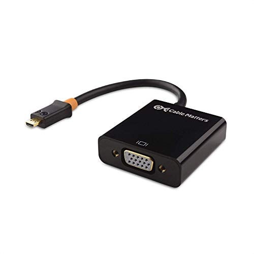 Cable Matters Micro HDMI to VGA Adapter (Micro HDMI to VGA Converter) in Black - Image 1