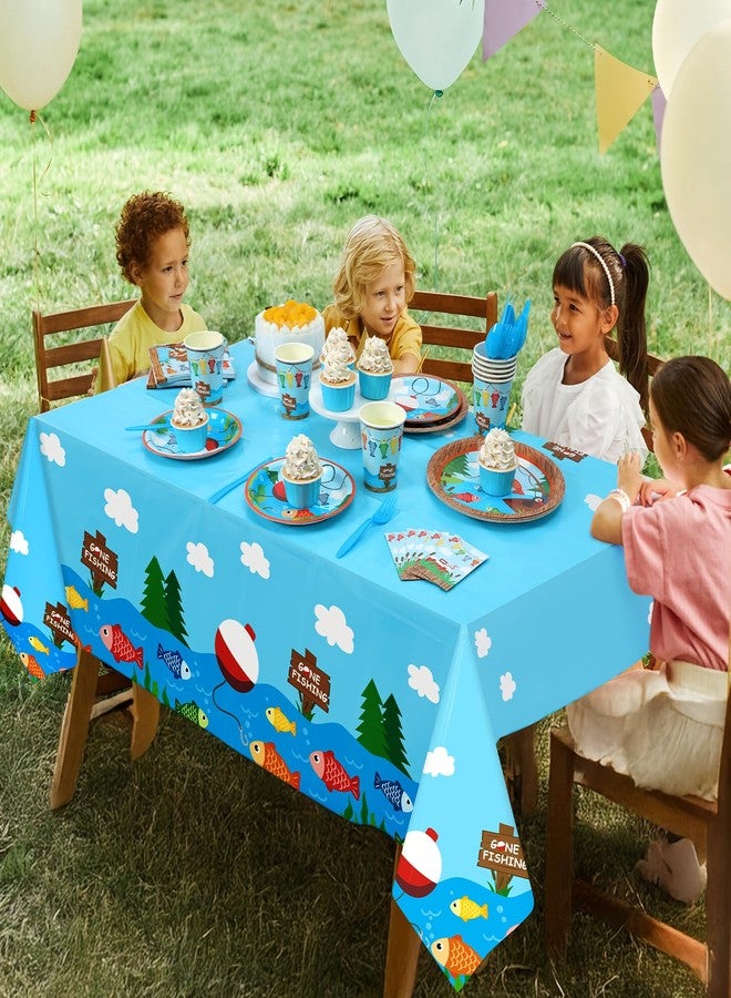 Nefelibata 3Pcs Gone Fishing Tablecloths for Ofishally One Birthday Decorations, Plastic Disposable Waterproof Little Fisherman Table Cover, Fishing Themed Birthday Party Supplies for Kids 42" x 88" - Image 4