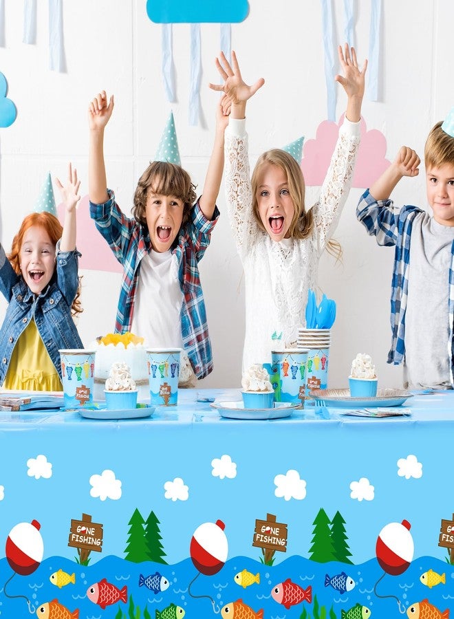 Nefelibata 3Pcs Gone Fishing Tablecloths for Ofishally One Birthday Decorations, Plastic Disposable Waterproof Little Fisherman Table Cover, Fishing Themed Birthday Party Supplies for Kids 42" x 88" - Image 5