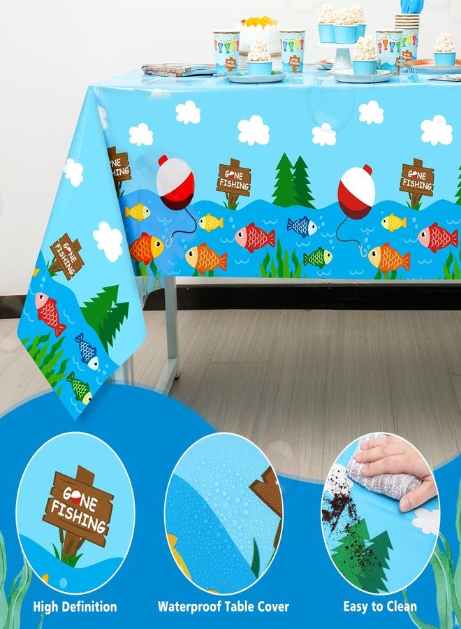 Nefelibata 3Pcs Gone Fishing Tablecloths for Ofishally One Birthday Decorations, Plastic Disposable Waterproof Little Fisherman Table Cover, Fishing Themed Birthday Party Supplies for Kids 42" x 88" - Image 3