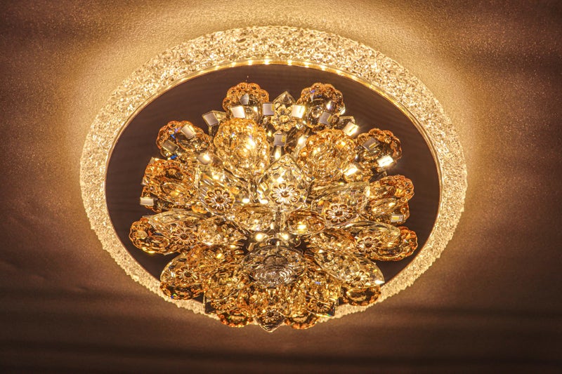 swanart Multi-Colored LED Crystal Flower Light - Rotating Design, Perfect for Bedroom and Living Room Decor - Image 1