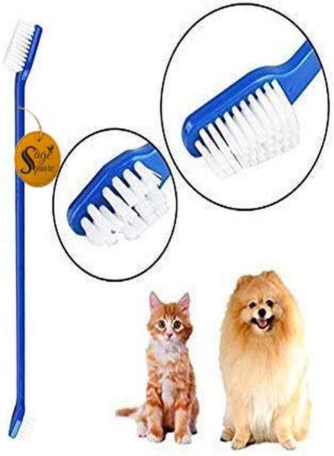 Sage Square Dog Brush for Teeth & Dogs Removes Food Debris Double Sided with Long Curved Handle Super Easy Cleaning Best Soft Silicone Pet Toothbrush for Cats and Dogs (Color May Vary) (Set of 3) - Image 3