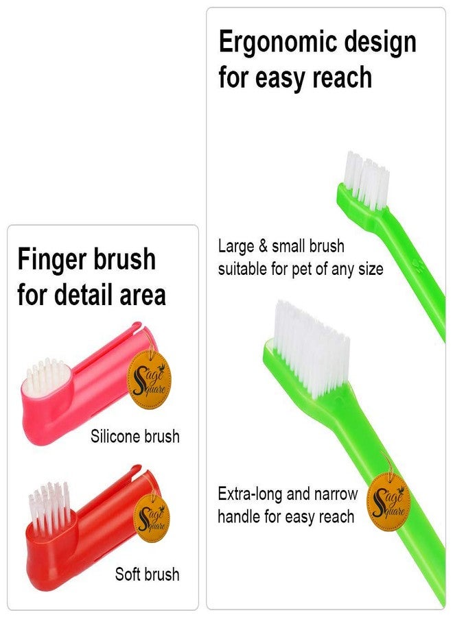 Sage Square Dog Brush for Teeth & Dogs Removes Food Debris Double Sided with Long Curved Handle Super Easy Cleaning Best Soft Silicone Pet Toothbrush for Cats and Dogs (Color May Vary) (Set of 3) - Image 4