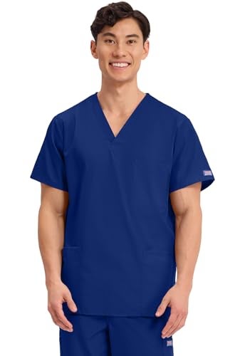 Cherokee Big and Tall Originals Unisex V-Neck Scrubs Shirt, Galaxy Blue, XXXX-Large - Image 2