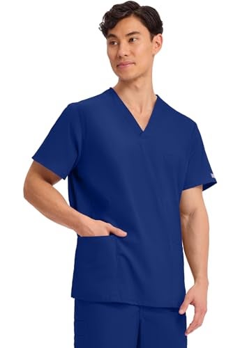 Cherokee Big and Tall Originals Unisex V-Neck Scrubs Shirt, Galaxy Blue, XXXX-Large - Image 3