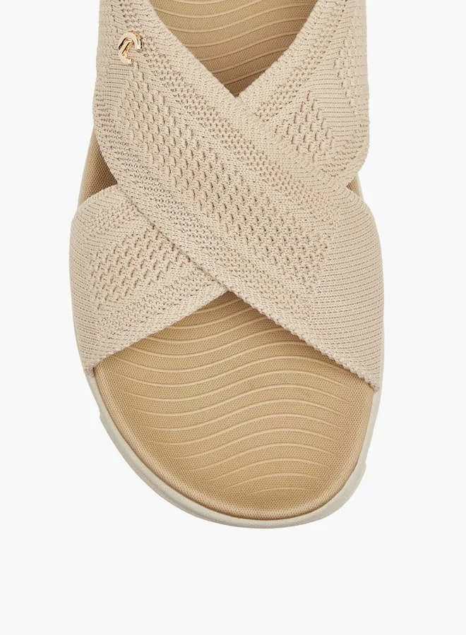 Le Confort Women Flyknit Textured Cross Strap Sandals with Backstrap