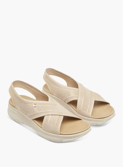 Le Confort Women Flyknit Textured Cross Strap Sandals with Backstrap
