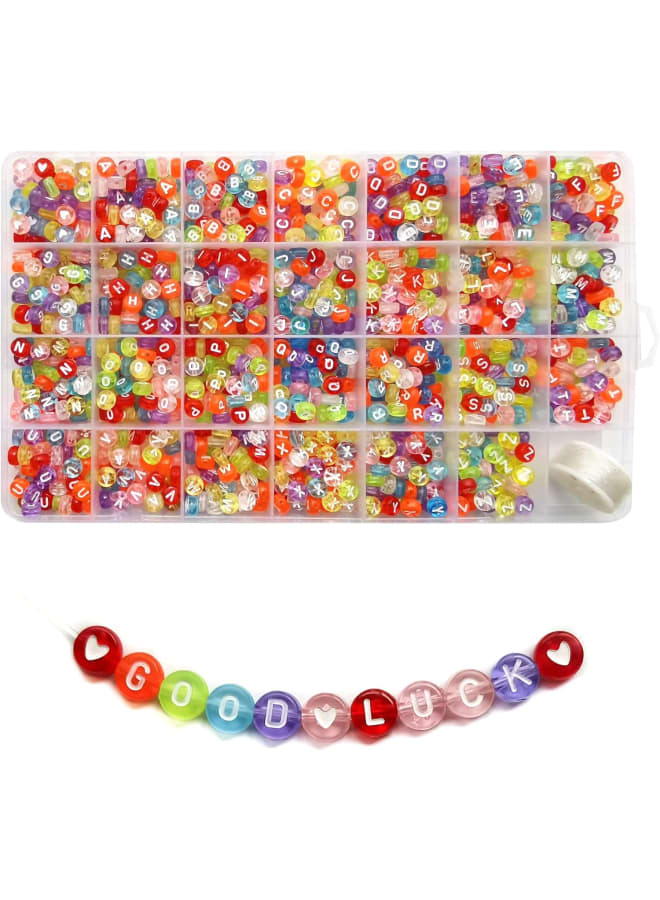 1400pcs Letter Beads 7x4mm Colorful Transparent for Jewelry Making Bracelet Hair Braids Crafts - Image 1